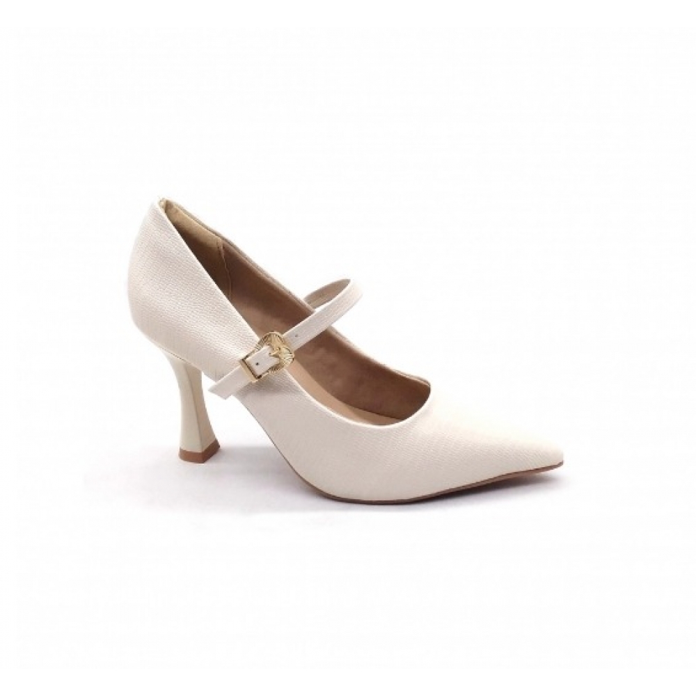 Scarpin Feminino Ramarim 2418102 - COCONUT / OURO