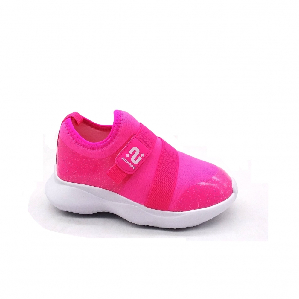 Tenis Infantil Novope 36101006 Pink Fluor - PINK FLUOR / GLITTER / BRANCO