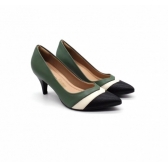Scarpin Feminino Piccadilly 745085 - FOLHA / OFF WHITE / PRETO