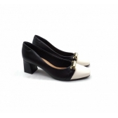 Scarpin Feminino Beira Rio 4314103 - PRETO / BRANCO OFF