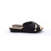 Tamanco Feminino Piccadilly 500375 - PRETO / PRETO CROCO / DOURADO