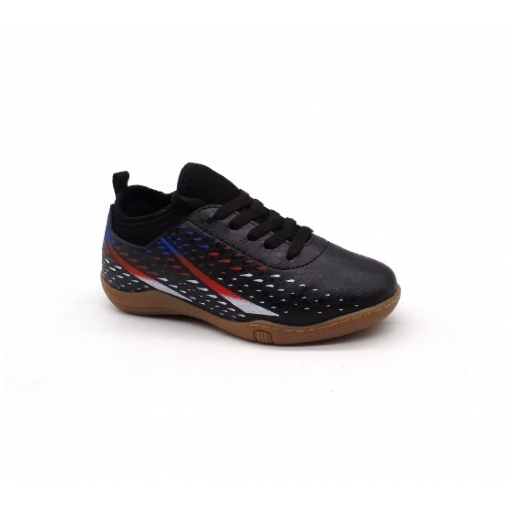 Chuteira Salão Infantil Molekinho 2808330 - PRETO / BRANCO / VERMELHO