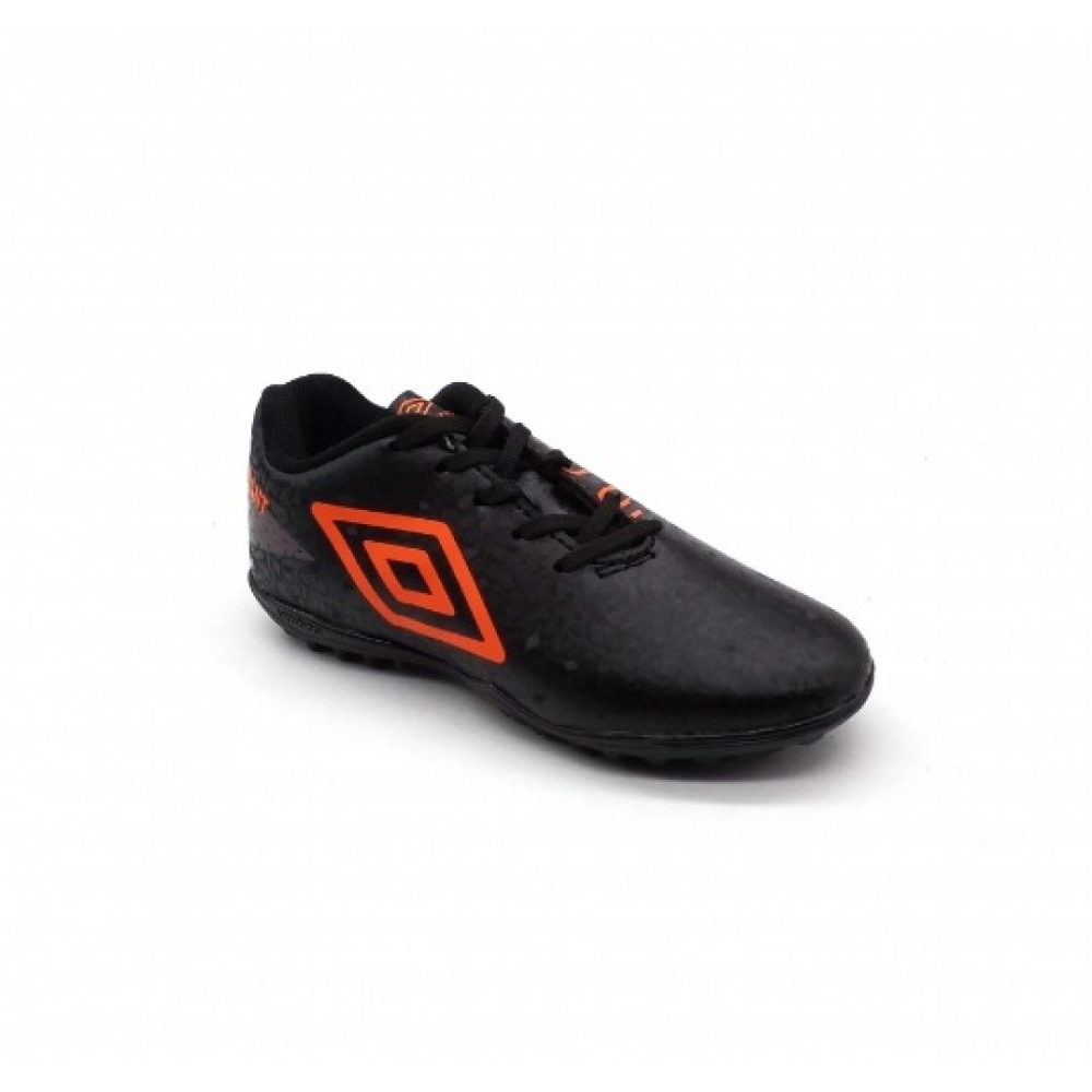 Chuteira Society Infantil Umbro 1169885 - PRETO / LARANJA / FURTACOR
