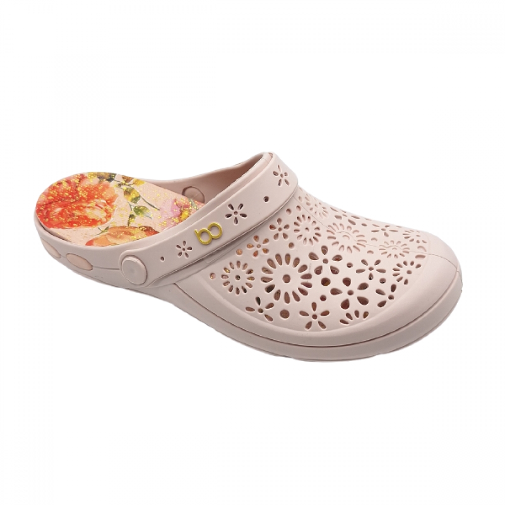Babuche Feminino Boa Onda 1317  - ROSE NUDE / FLORAL GOLD