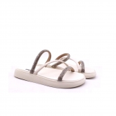 Sandalia Feminino Moleca 5469121  - CRISTAL / CREME / BRANCO