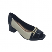 Peep Toe Piccadilly 715029 - OFF WHITE / PRETO VZ / DOURADO