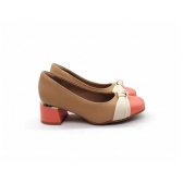 Sapato Feminino Piccadilly 748030 - NUDE CLARO / CORAL / MARFIM