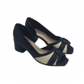 PICCADILLY PEEP TOE 715030 - PRETO / NATURAL